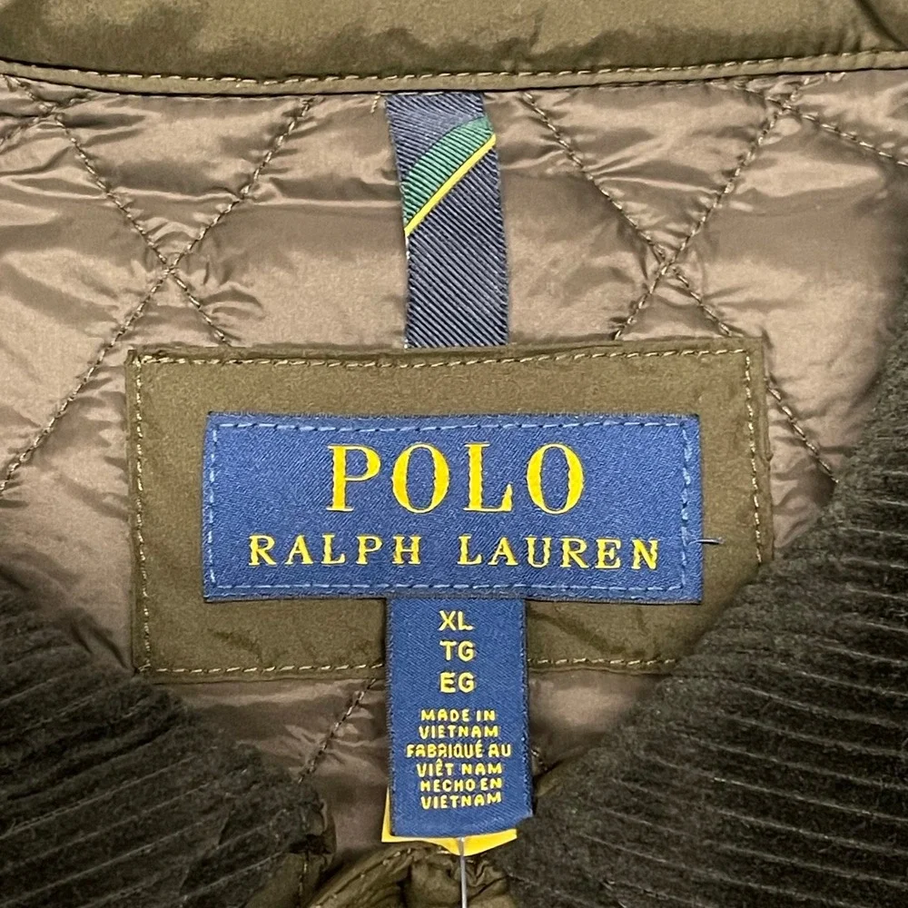 Polo Ralph Lauren Jacket Men XL Dark Brown The Beaton Quilted Corduroy PrimaLoft